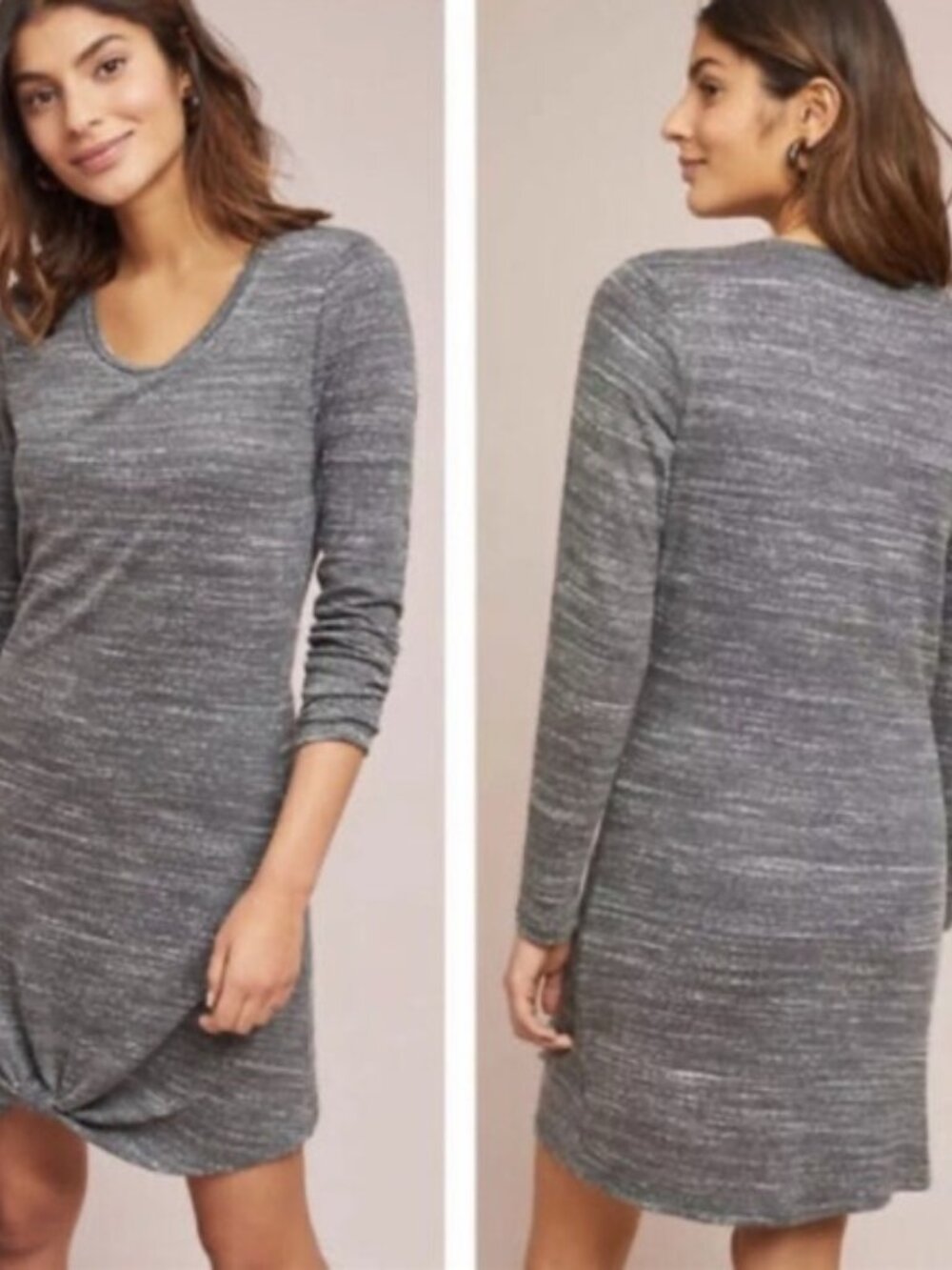 Anthropologie Dolan 3/4 Sleeve Stretch Jersey Knit Keyhole Mini Dress Petite XS